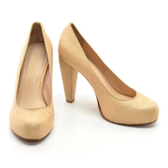Loeffler Randall Esther Natural Raffia Pumps 6 M - Picture 2 of 5